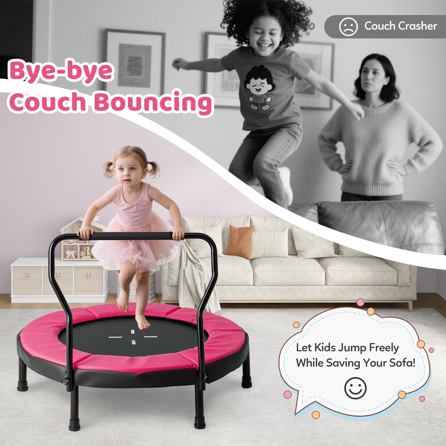 40 Inch Trampoline for Kids Indoor Outdoor Fitness Trampoline