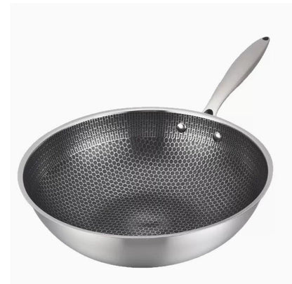Cross-border Wholesale Wok Upgraded Household Stainless Steel Frying Pan