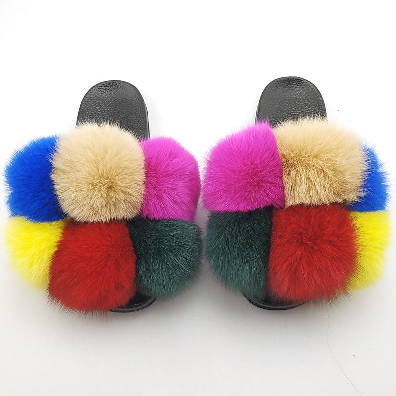 New SeasonSummer Women Slippers Faux Fur Slides For Women Fluffy Slippers House Shoes Woman Slippers Open Toe Fuzzy Fur Slippers Girls Fluffy House Slides Outdoor Indoor Slippers