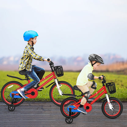 14 Inch Kids Bike Red with Blue Helmet Protective Set