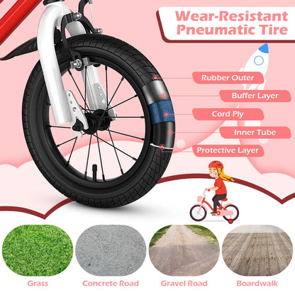 14 Inch Kids Bike Red with Blue Helmet Protective Set