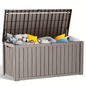 75 Gallon Heavy-Duty Outdoor Deck Box – Waterproof Patio Storage Box with Hinged Lid, Lockable & Easy Assembly