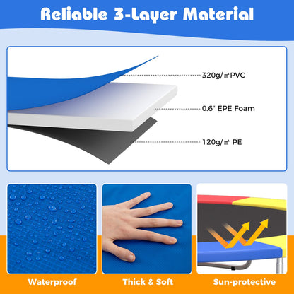 8-16 FT Trampoline Pad Replacement Safety Pad with Fixing Straps (Blue)