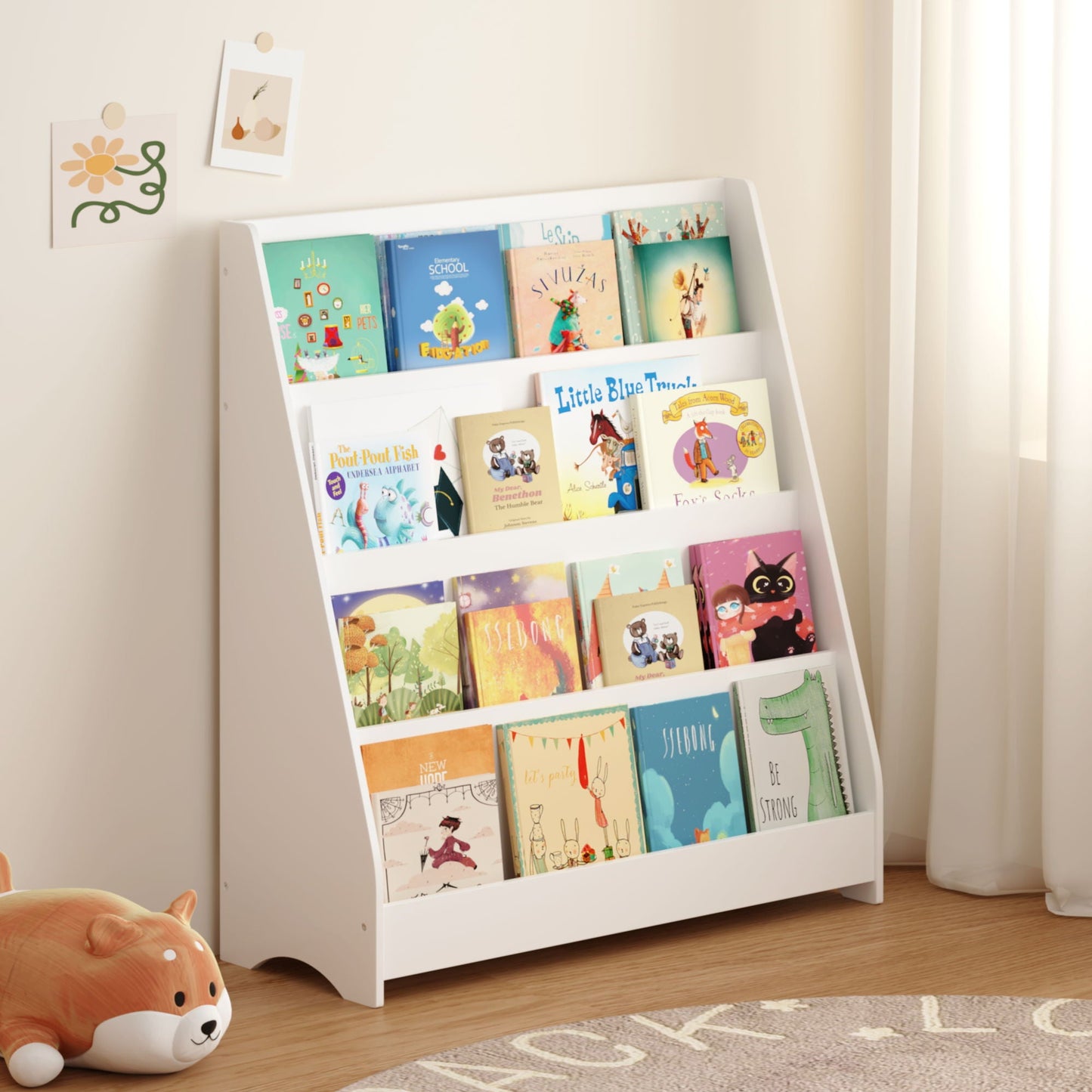 4 Tier Bookshelf, Toddler Book Display Shelves