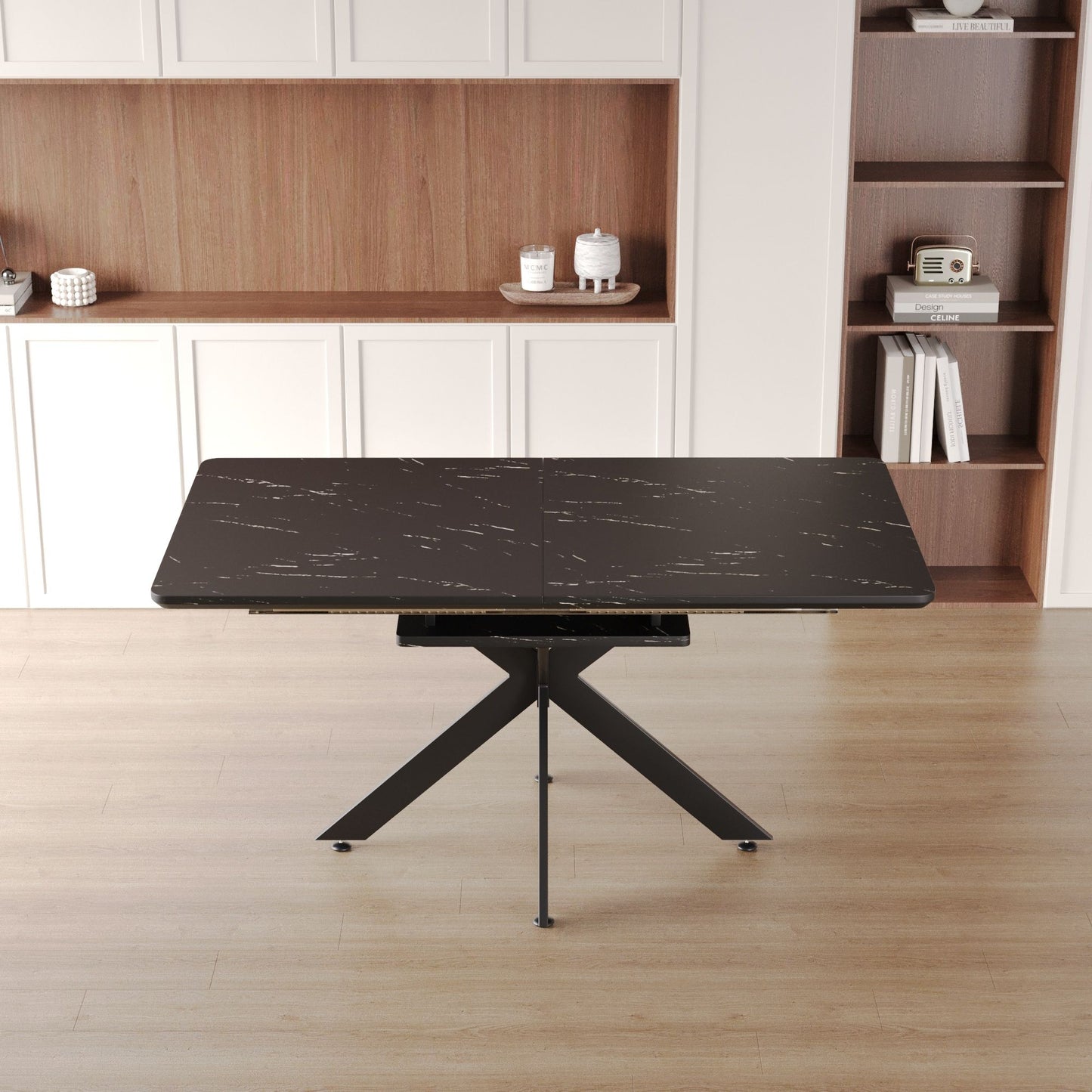 Modern Mid-Century Dining Table Set With Extendable Design