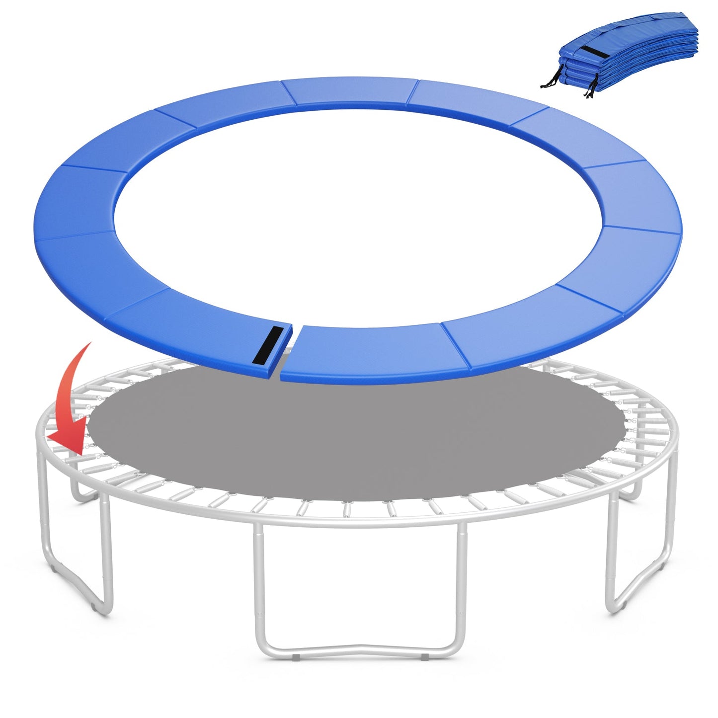 8-16 FT Trampoline Pad Replacement Safety Pad with Fixing Straps (Blue)