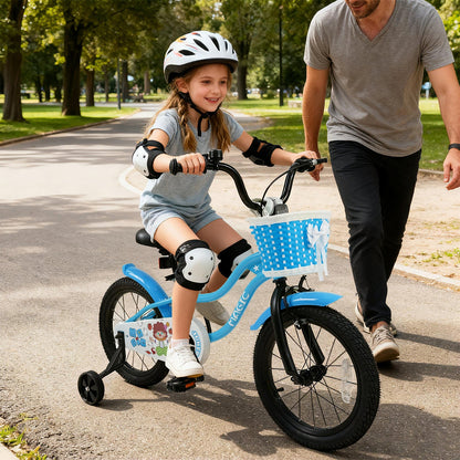 12/14/16 Inch Kids Bike with Training Wheels and Basket Navy Color