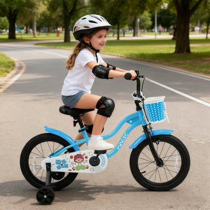 12/14/16 Inch Kids Bike with Training Wheels and Basket Navy Color