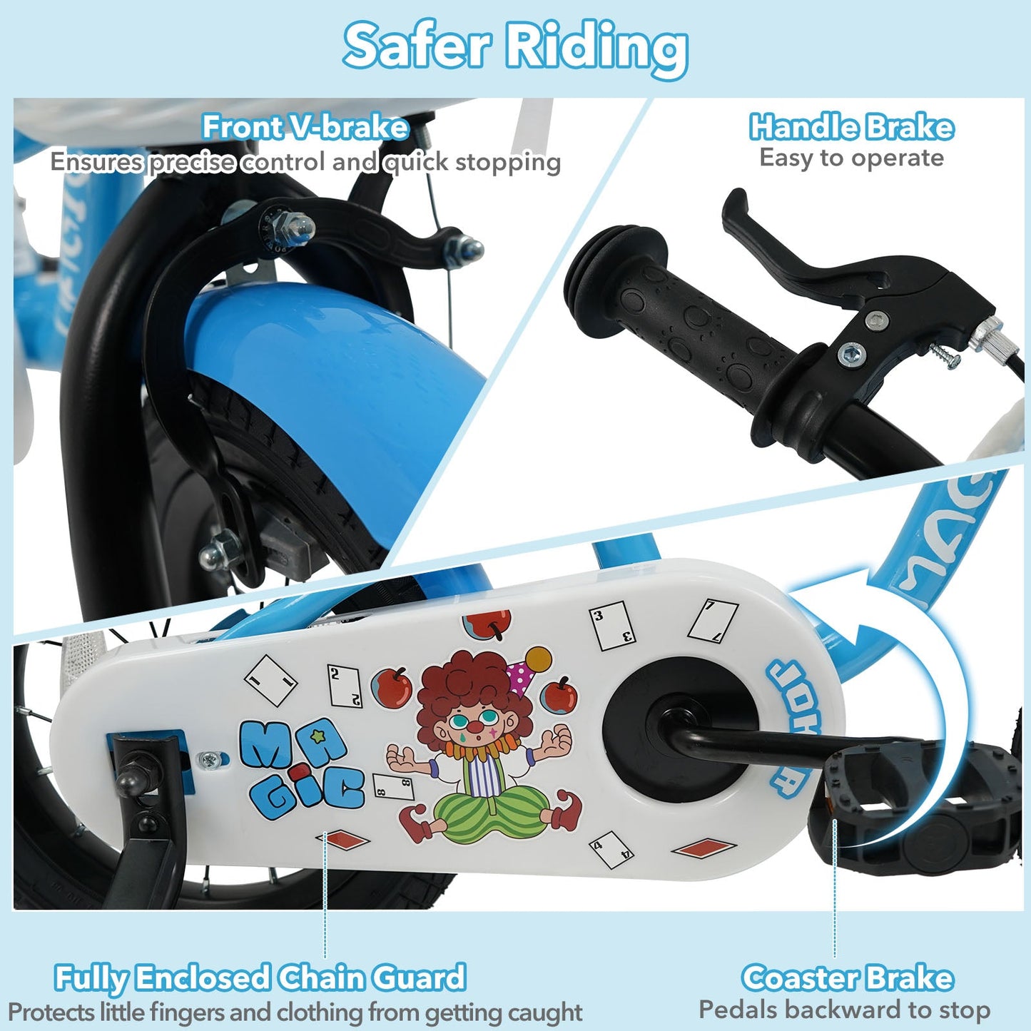 12/14/16 Inch Kids Bike with Training Wheels and Basket Navy Color