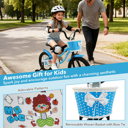 12/14/16 Inch Kids Bike with Training Wheels and Basket Navy Color