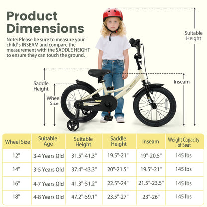 14 Inches Kids Bike Sport Bicycle with Removable Training Wheels
