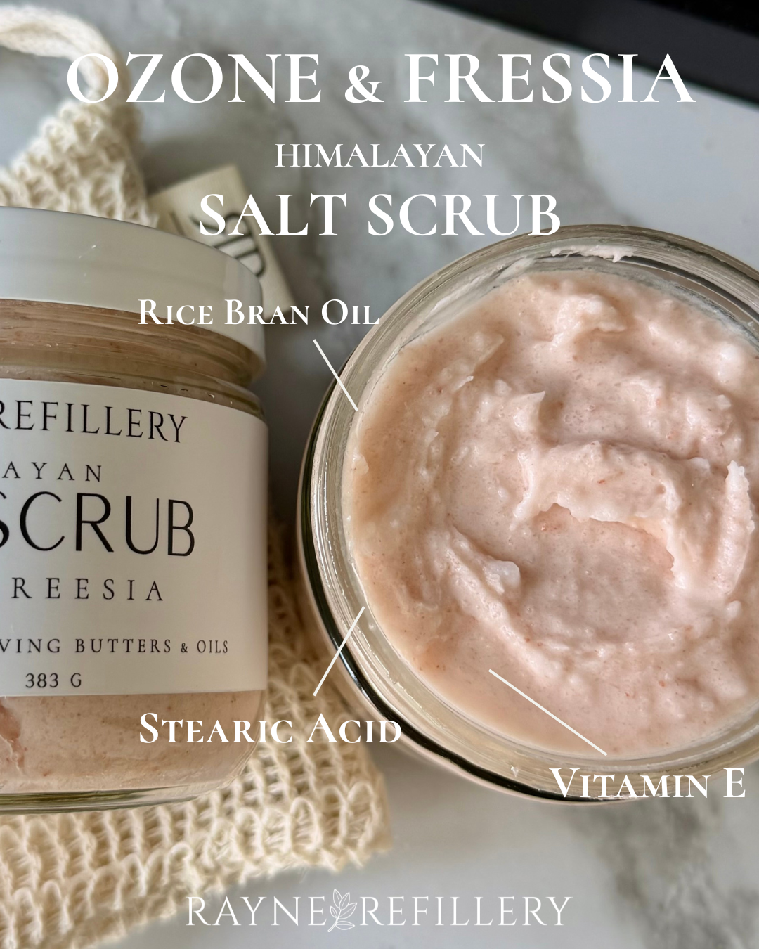 Pink Himalayan Salt Scrub - Whipped Exfoliating Body Scrub Ozone & Freesia