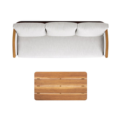 Rhodes 2pc Teak & Aluminum Outdoor Sofa and Coffee Table Set
