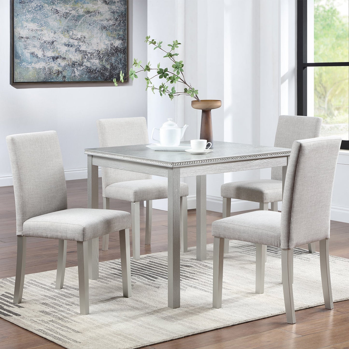 5 Piece Wooden Dining Table Set