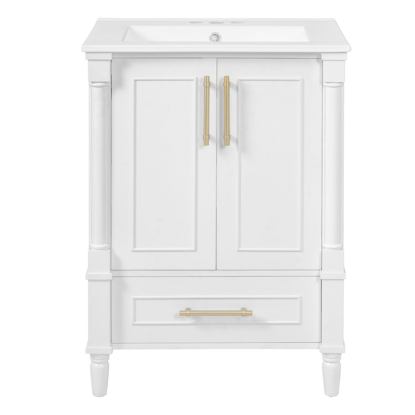 Bathroom Vanity With Ornate French Cylinder Legs, Soft Close Drawer