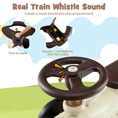 Ride on Toy with Steering Wheel and Train Whistle Sound Button
