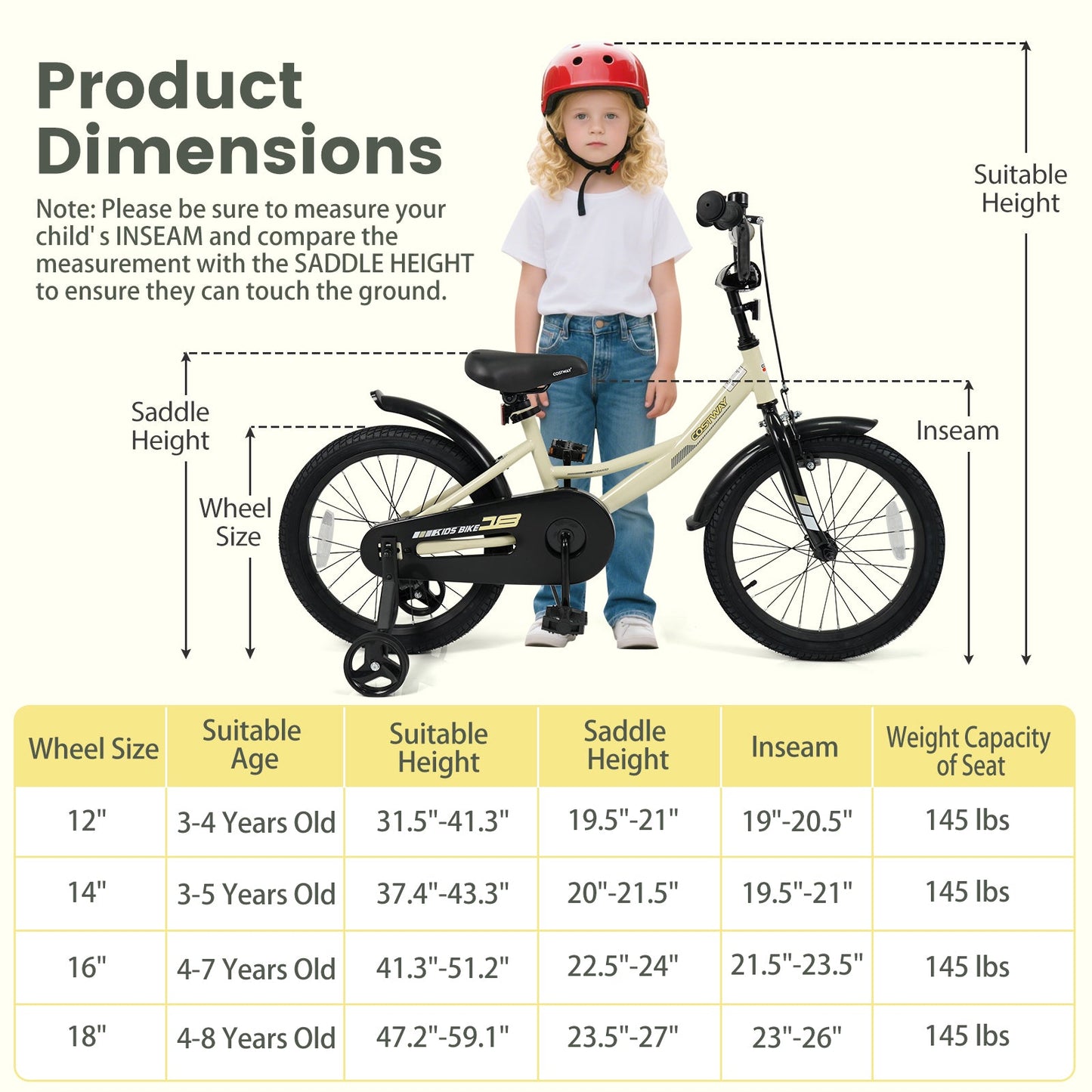 14 Inches Kids Bike Sport Bicycle with Removable Training Wheels