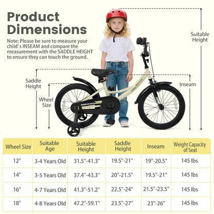 14 Inches Kids Bike Sport Bicycle with Removable Training Wheels