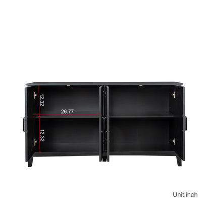 Cabinet With 4 Doors and 4 Open Shelves Freestanding Sideboard