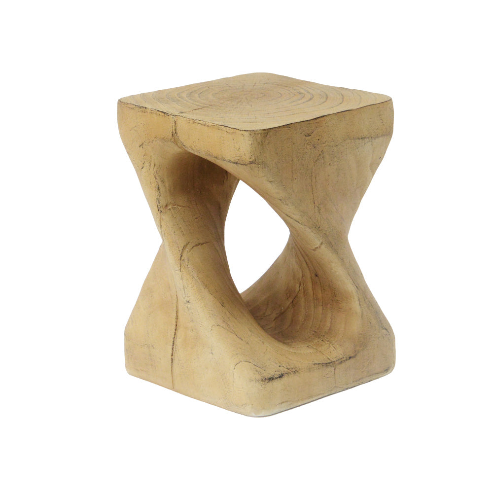 MGO Twisted Side Table | Wood-Look Texture, Indoor & Outdoor, No Assembly