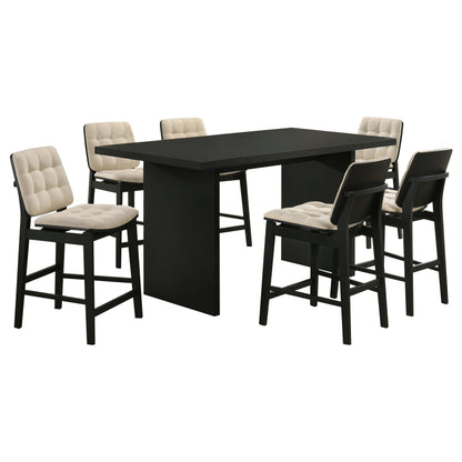 Decker 7-piece 70-inch Rectangular Counter Height Dining Set Cream and Black
