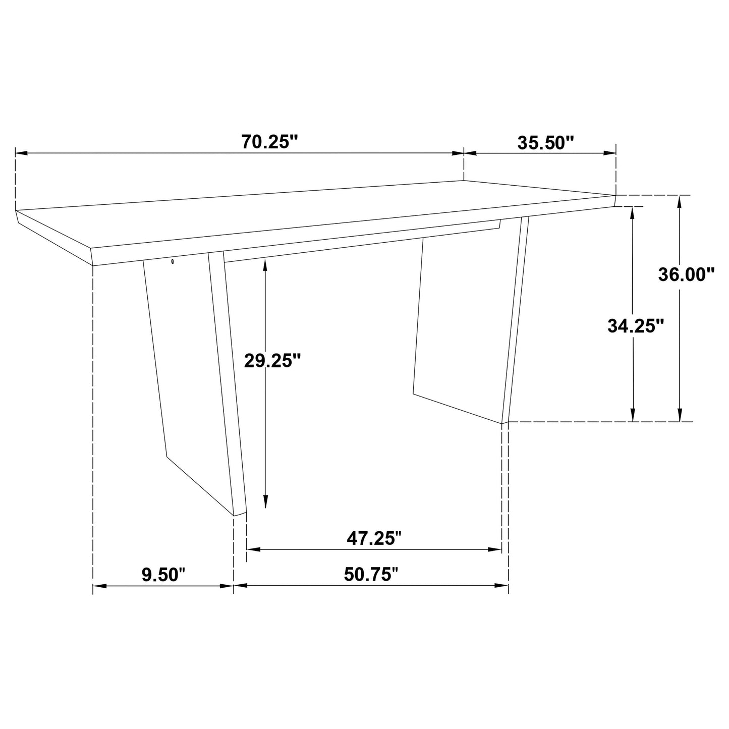 Decker 70-inch Rectangular Wood Counter Height Dining Table Black