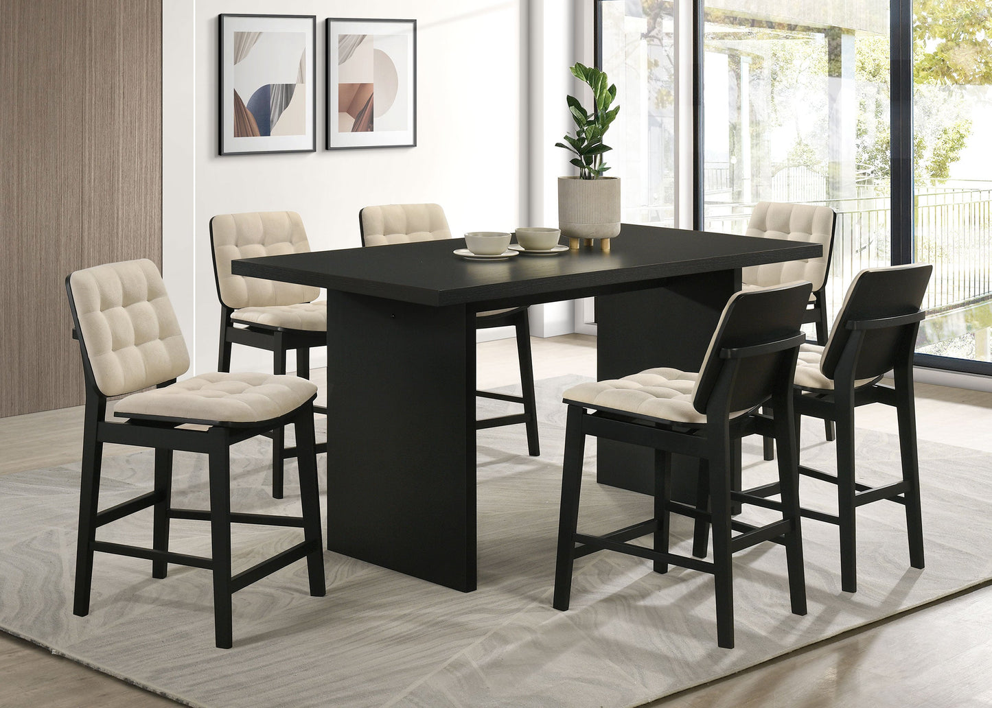 Decker 70-inch Rectangular Wood Counter Height Dining Table Black