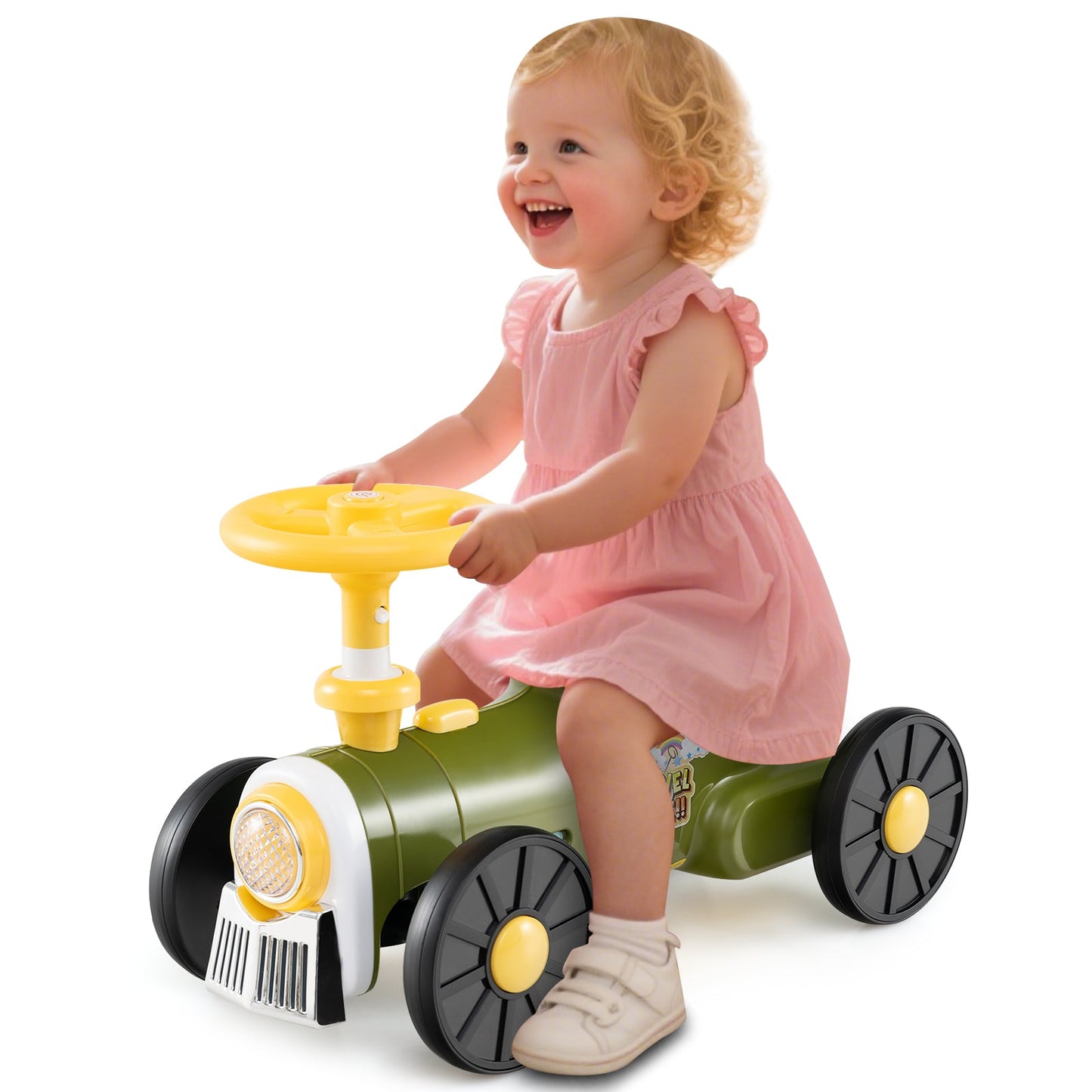 Ride on Toy with Steering Wheel and Train Whistle Sound Button