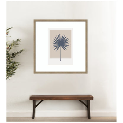 Muted Tan and Blue Colorblock Botanical Palm by The Creative Bunch Studio Framed Wall Art Print