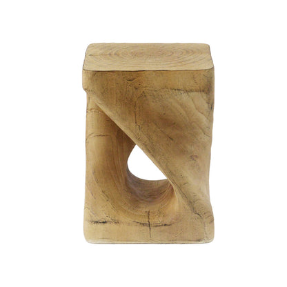 MGO Twisted Side Table | Wood-Look Texture, Indoor & Outdoor, No Assembly