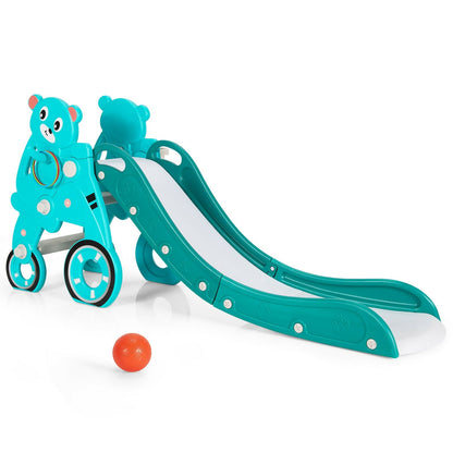 4-in-1 Foldable Baby Slide Toddler Climber Slide PlaySet with Ball