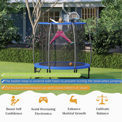 8/10 Feet Recreational Trampoline with Basketball Hoop