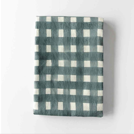 Blue Cross-Hatch Linen Tablecloth | 60x120 | Goldie Home