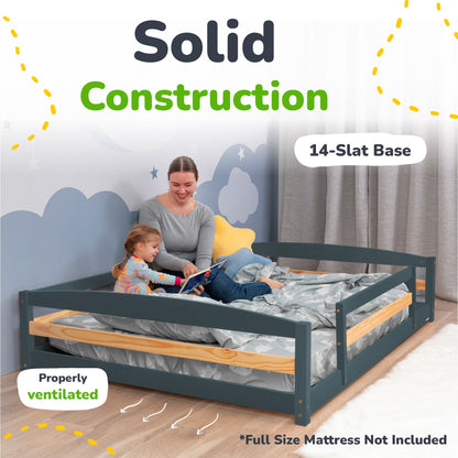 Full-Size Montessori Floor Bed with Strong Slatted Frame