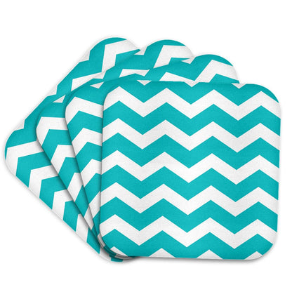 3dRose InspirationzStore Chevron Patterns - Turquoise Chevron zig zag pattern - teal aqua blue stylish zigzags - Coasters (cst_179669)