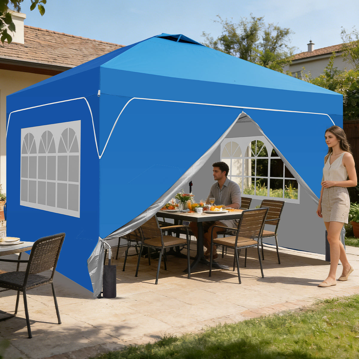 Ainfox 10ft x 10ft Pop Up Canopy Beach Tent with Four Removable Sidewalls for Events, Parties, Camping