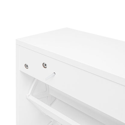 Modern Rattan 3 Door Shoe Rack Cabinet for Entryway