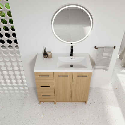 Wall Mounted Floating Bathroom Vanity With Sink, Door & Drawers Modular Cabinet