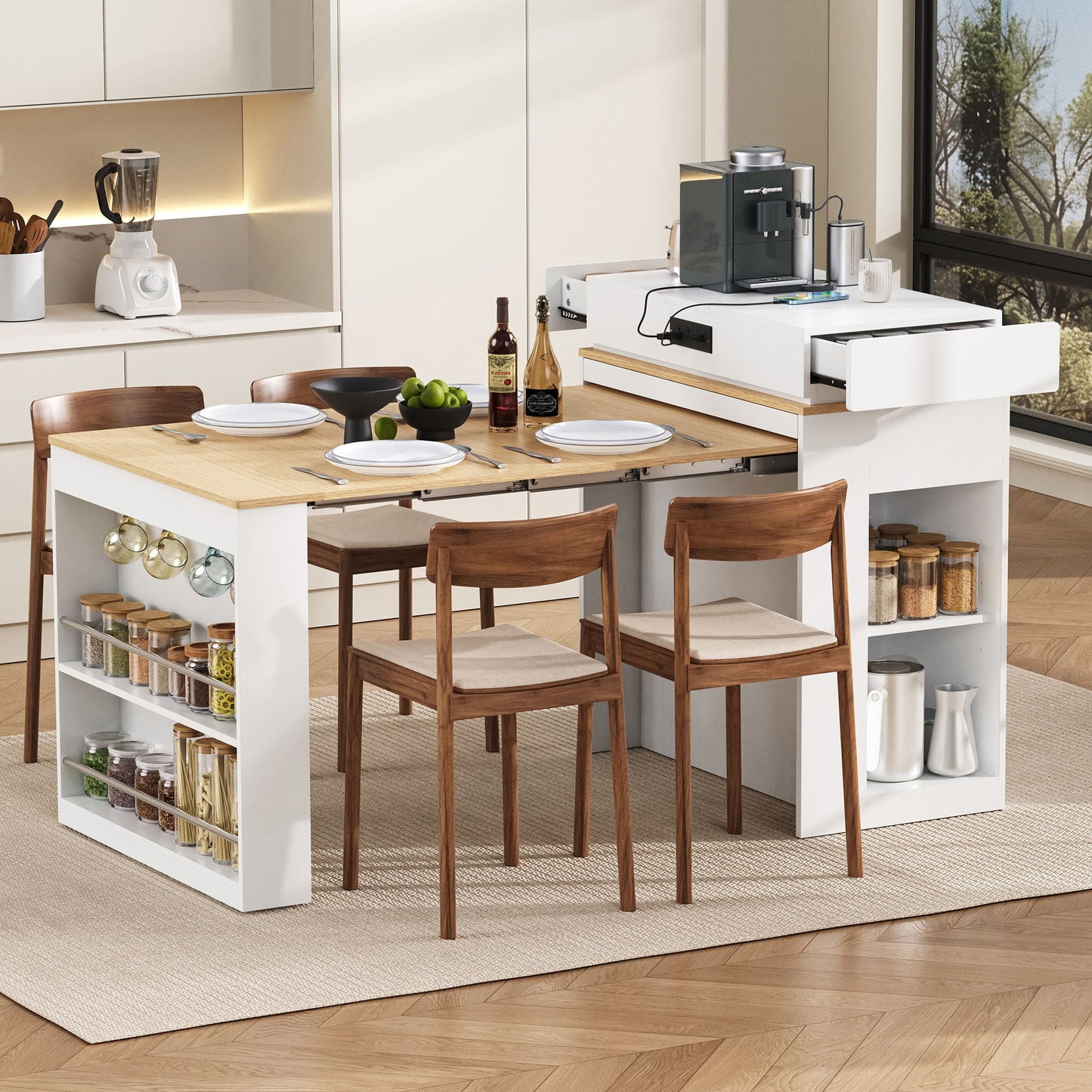 Extendable Dining Table With Folding Top