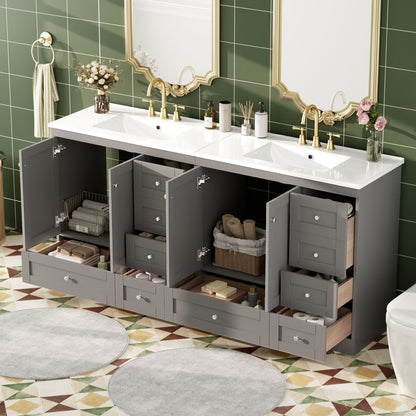 Shaker Free Standing Bathroom Vanity Cabinet & Sink, Soft Close Drawers, Soft Close Doors