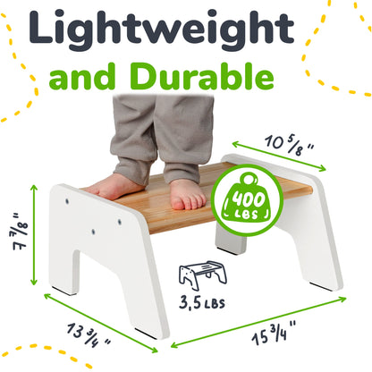 1-Step Wooden Stool for Kids(Multi-Purpose Step Stool for Kitchen, Bath, and Potty Training)