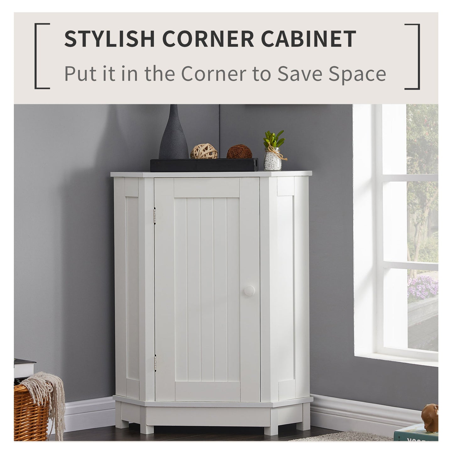 White Bathroom Cabinet Triangle Corner Storage Cabinet