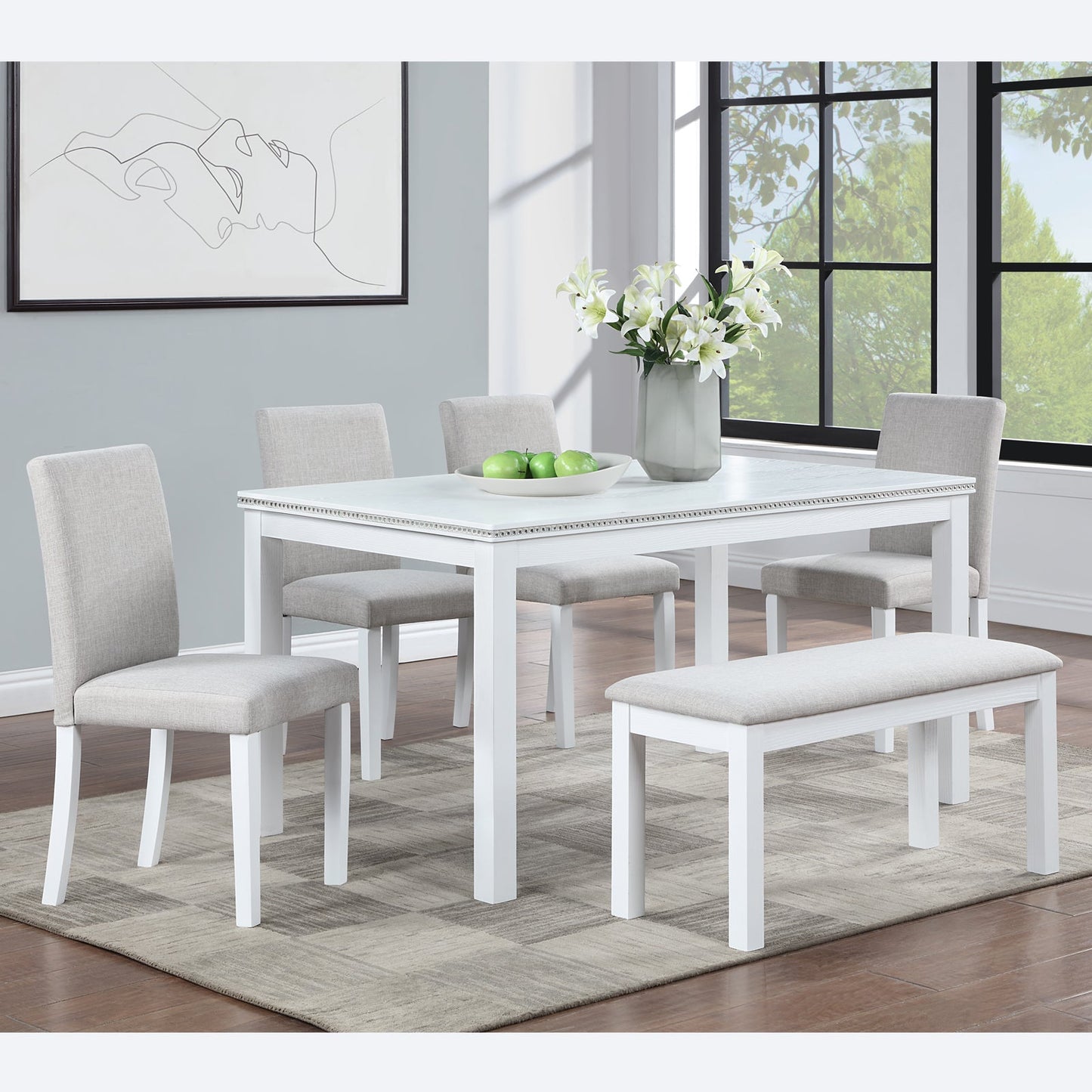 6 Piece Wooden Dining Table Set
