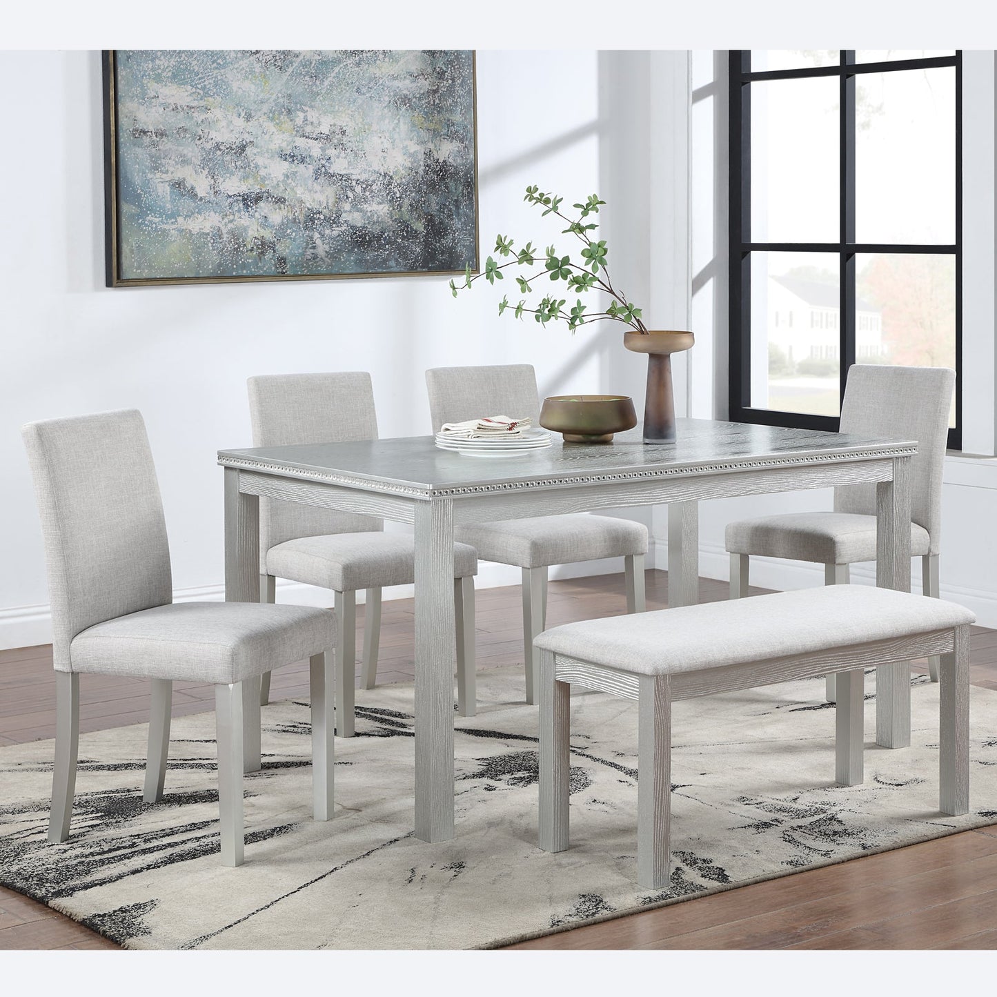6 Piece Wooden Dining Table Set