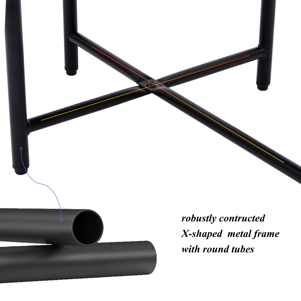 2-Tier Oval Coffee Table with Wood Storage Shelves | Modern Metal Frame Side Table, Walnut Brown
