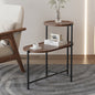 2-Tier Oval Coffee Table with Wood Storage Shelves | Modern Metal Frame Side Table, Walnut Brown