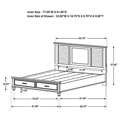 Franco Wood Eastern King Storage Panel Bed Distressed White