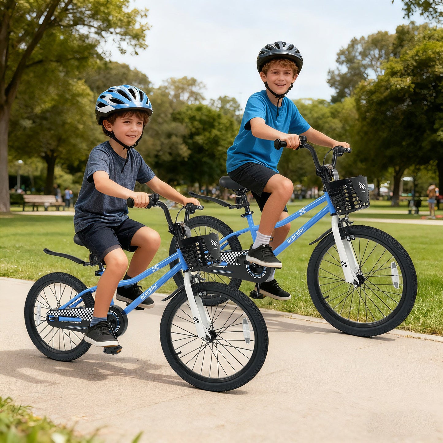 20 Inch Kids Bike Adjustable with Kickstand and Storage Basket for Aged 8+ Years