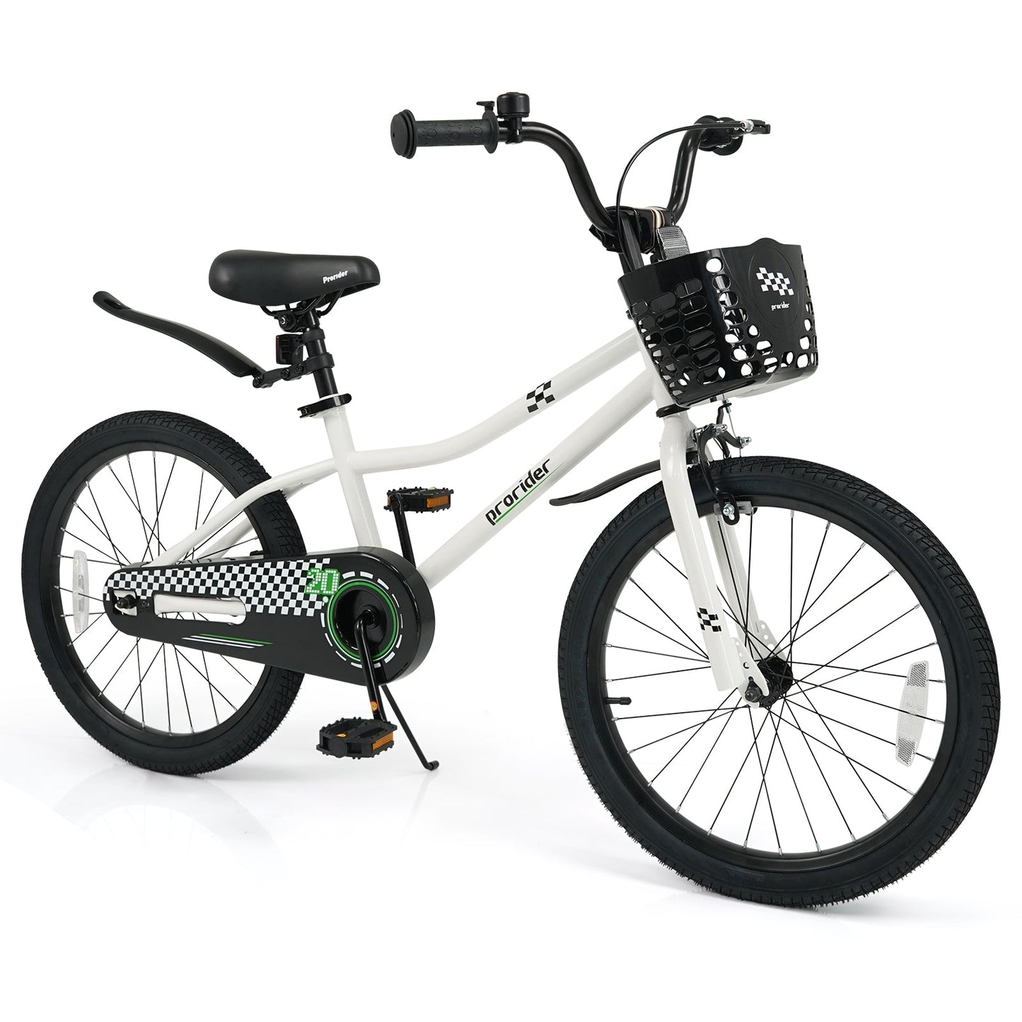20 Inch Kids Bike Adjustable with Kickstand and Storage Basket for Aged 8+ Years