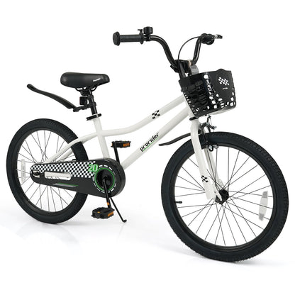 20 Inch Kids Bike Adjustable with Kickstand and Storage Basket for Aged 8+ Years